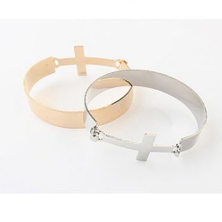 cross bangle in gold or silver by junk jewels