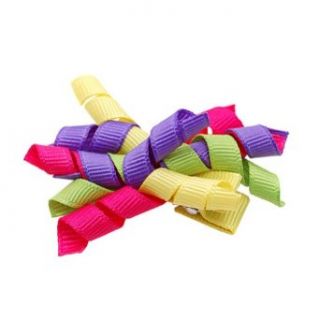Multi Colored Small Corker Ribbon Girls Hair Clippie Apparel Accessories Clothing