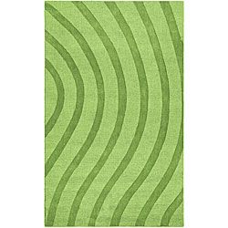 Hand tufted Green Waves Wool Rug (5 X 8)