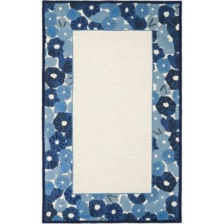 Martha Stewart Poppy Border Azurite Blue Wool/ Viscose Rug (4 X 6)
