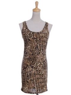 Anna Kaci Women's Slim Fit Leopard Print Racer Back Tank Style Dress