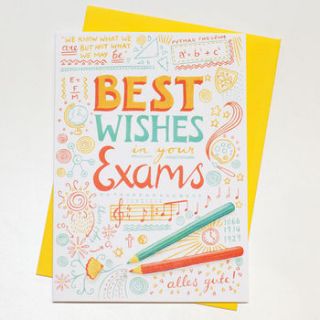 'best wishes in your exams' card by emma randall illustration