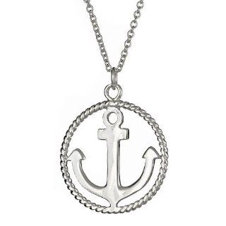 Sterling Silver Twist Anchor Pendant Necklace 16" (16" 24" Chain Available) Y Shaped Necklaces Jewelry