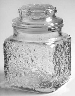 Princess House Crystal Fantasia Small Canister & Lid   Clear,Pressed Dinnerware,