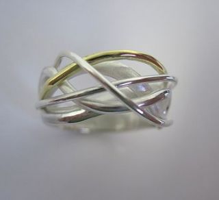 sterling silver and 18ct gold squiggle ring by lorna hewitt jewellery