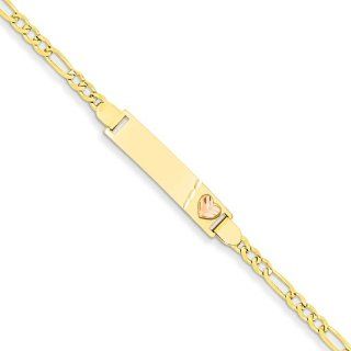 14k Yellow gold Figaro Baby ID with Heart Bracelet Vishal Jewelry Jewelry