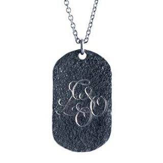 personalised oxydised military tag necklace by sibylle jewels