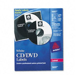 Avery Cd/dvd White Matte Labels For Laser Printers (pack Of 250)