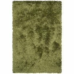 Handwoven Mandara Green Wool/polyester Shag Rug (9 X 13)
