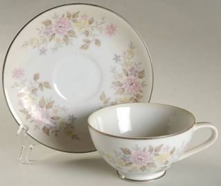 Halsey Anniversary Footed Cup & Saucer Set, Fine China Dinnerware   Lavender,Yel