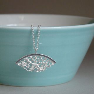 lacey fan shaped silver necklace by rose ellen cobb