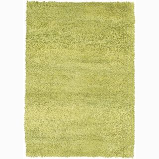 Handwoven Lime green Mandara New Zealand Wool Shag Rug (79 X 106)