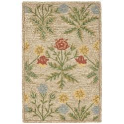 Handmade Blossom Beige Wool Rug (26 X 4)