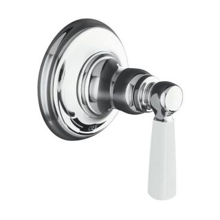 Kohler K t10596 4p cp Polished Chrome Bancroft Volume Control Trim With White Ceramic Lever Handle, Valve Not Included