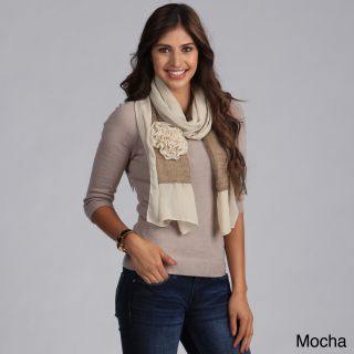 Womens Floral Applique Chiffon And Knit Scarf