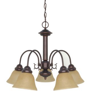 Ballerina   5 Light Chandelier   Mahogany Bronze Finish With Champagne Washed Linen Glass