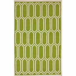 Nuloom Handmade Marrakesh Kilim Flatweave Trellis Green Wool Rug (5 X 8)