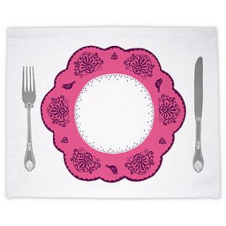 vintage plate place mat   pink by solitaire