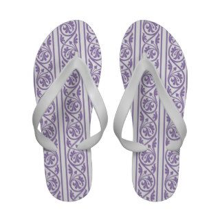 Purple On White Floral Scroll Sandals