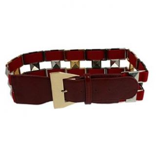 Allegra K 6.5cm Width Elastic Band Stud Accent Burgundy Cinch Belt for Lady Apparel Belts