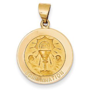 14k Polished and Satin Confirmation Medal Pendant Jewelry