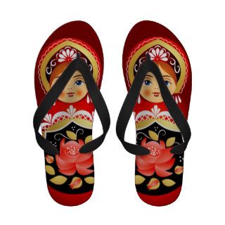 Babushka Matryoshka  Russian Doll Flip Flop Sandal Sandals