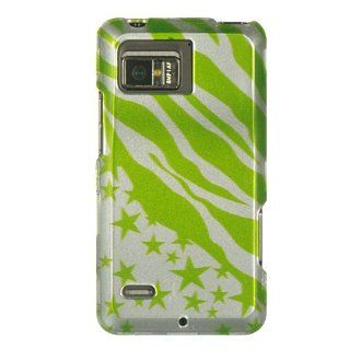 Reinforced Plastic Phone Design Cover Case Green Zebra Stars For Motorola Droid Bionic Cell Phones & Accessories