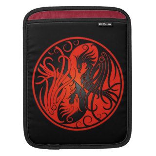 Red and Black Yin Yang Phoenix Sleeves For iPads
