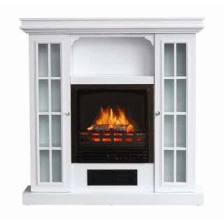 Stay Warm 38 in W 5,115 BTU White Wood and Metal Wall Mount Electric Fireplace with Thermostat