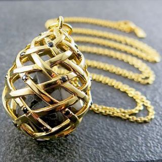 spinel and smokey quartz gold pendant by kinnari