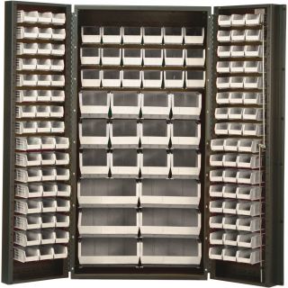 Quantum Storage Cabinet With 132 Bins — 36in. x 24in. x 72in. Size, Ivory  Storage Bin Cabinets