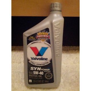 Valvoline SynPower Full Synthetic Motor Oil SAE 5W 40   1 Quart Bottle (Case of 6) Automotive