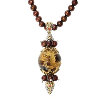 Michael Valitutti Two tone Tiger Eye and Chocolate Pearl Necklace Michael Valitutti Pearl Necklaces