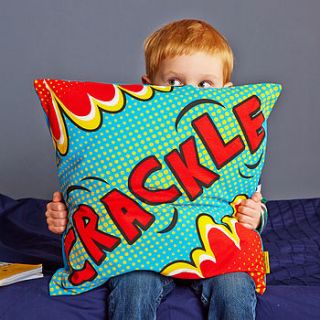 crackle comic book cushion by coconutgrass