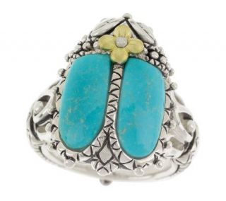 Barbara Bixby Bold Turquoise Scarab Ring Sterling/18K —