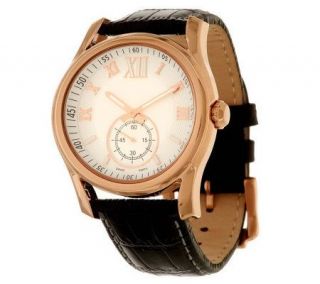 Bronzo Italia Bold Domed Roman Numeral Croco Embossed Leather Watch —