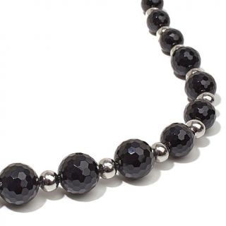 Stately Steel Black Agate 30 1/4" Bead Necklace