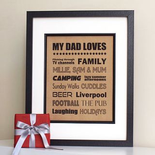 personalised recycled 'loves…' paper print by ciliegia designs