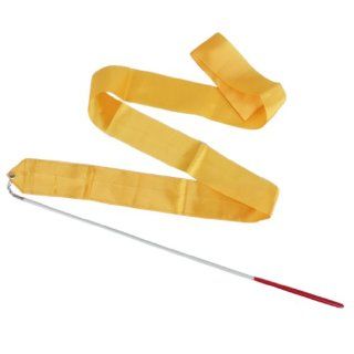 Gym Dance Ribbon Rhythmic Gymnastic Streamer Rod Baton Twirling Chinese New Year Party   Yellow  Martial Arts Batons  Sports & Outdoors