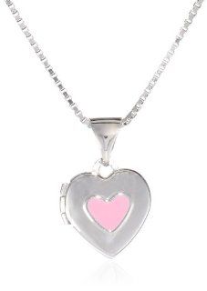 Sterling Silver Pink Cool Enamel Locket Pendant Necklace, 18" Jewelry