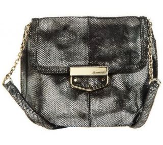 B. Makowsky Leather Flap Mini Bag with Chain Accent —