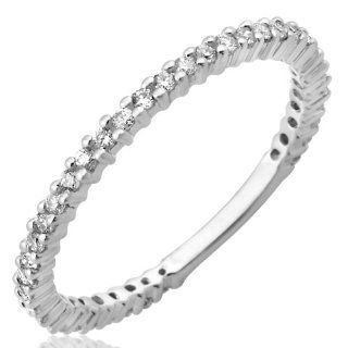 10K White Gold Diamond 3/4 Eternity Ring (I1 I2, GH, 0.26ct) Anniversary Rings Jewelry