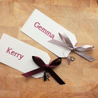 personalised wine charm place markers by newton and the apple