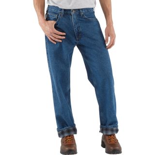 Carhartt Relaxed Fit Flannel-Lined Jeans — 38in. Waist x 34in. Inseam, Dark Stone, Model# B172  Jeans