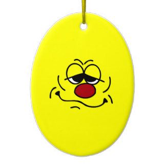 Silly Smiley Face Grumpey Christmas Ornament