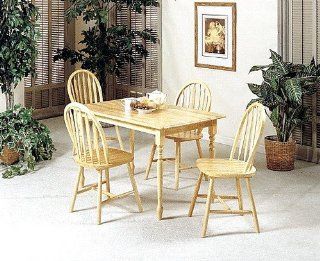 5pc Country Style Natural Finish Wood Dining Table +4 Windor Arrowback Chair Set Furniture & Decor