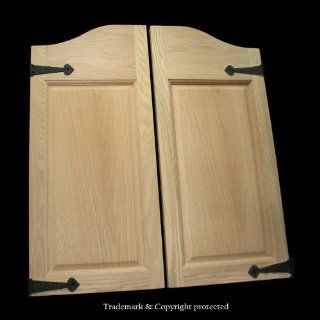 Cafe Doors (Prefit for 36" Finished Opening) Raised 2 Paneled Oak Customized with Hand Hammered Wrought Iron Accents   Saloon Western Style Swinging Bar Pub Solid Wood Door    