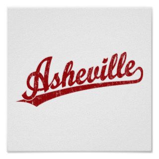 Asheville script logo in red print