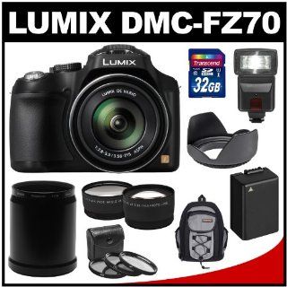 Panasonic Lumix DMC FZ70 Digital Camera with 32GB Card + Battery + Backpack + Flash + 2 Lens Set + Kit  Camera & Photo