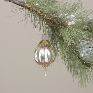 Silver Glass Round Kugel Christmas Ornament (India) Seasonal Decor